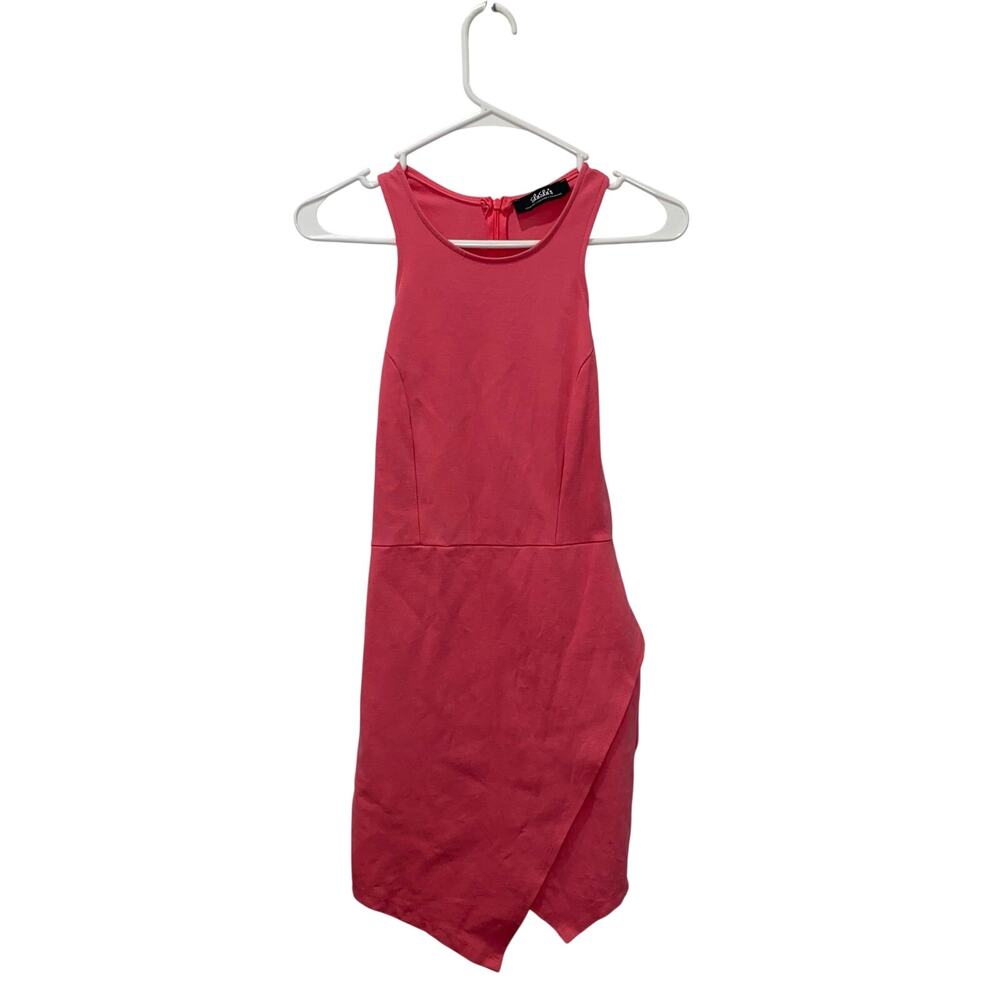Lulu's Coral Pink Bodycon Dress, Women's XS, Asymmetrical Midi Tank